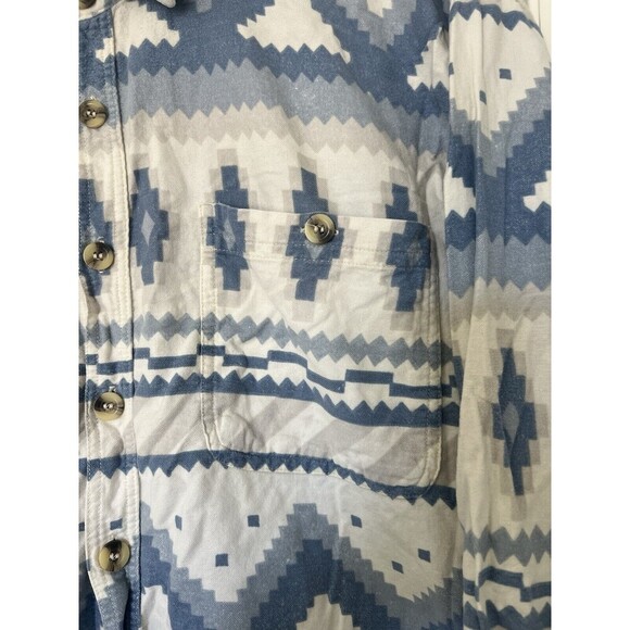 Armando Men's XXL Aztec Western Blue White Geometric Button-Up Shirt - Picture 2 of 5